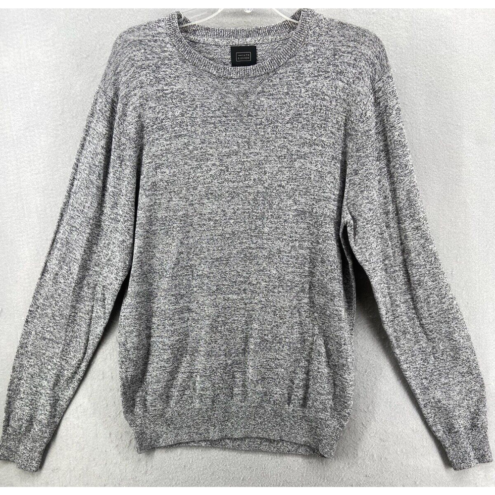 14th Union Sweater Mens S Gray Cashmere Cotton Pullover Solid Crewneck NEW